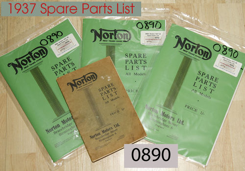 Norton 1937-38 Spare Parts List : All Single Cylinder Models - A4 Facsimile