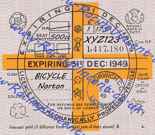 Facsimile Personalised Tax Disc - 1949