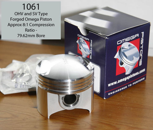 500cc OHV Model 18/ES2 (or SOHC CS1) Type Omega Forged Piston - (Approx 8.0:1 CR) - 79.62mm Bore