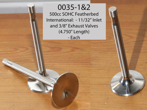 500cc SOHC Featherbed: Inter - 11/32 Inlet and 3/8" Exhaust Valves (4.750" Length)