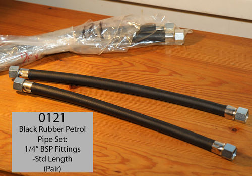 Black Rubber Petrol Pipes with Unions - Per Pair