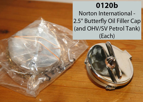 Norton International - 2.5" Butterfly Oil Filler Cap (and OHV/SV Petrol Tank)