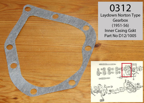 Norton Laydown Gearbox Shell/Inner Cover Gasket: 1951- 56