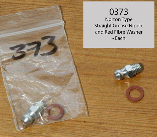 Small/Straight 'Norton Type' Grease Nipple and Red Fibre Washer: (Each)