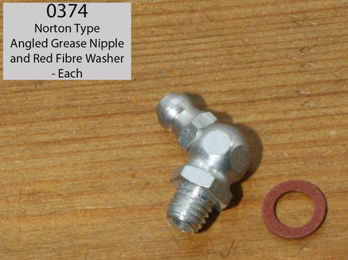 Norton Type Angled Grease Nipple and Red Fibre Washer - i.e. Wheels and Girder Forks: (Each)