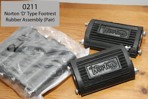 0211 A11/509(S) 'Norton' D Type Footrest Rubber Assembly (Pair)
