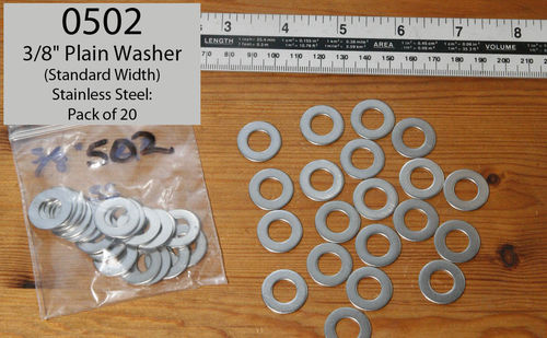 3/8" Plain Washer (Standard Width) - Stainless Steel: Pack of 20