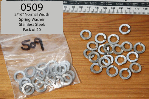 5/16" Spring Washer (normal width) - Stainless Steel: Pack of 20