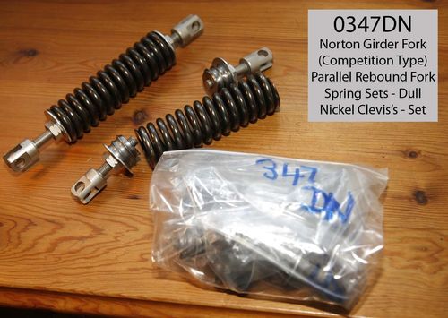 Norton Girder Fork: Competition/Inter Type  Parallel Checkspring: Full Kit: Dull Nickel Plate Clevis