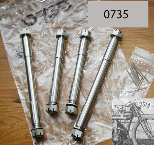 Douglas 2 3/4hp - 1912-1919 Fork Spindle Set - Oversize Dimensions (Stainless Steel)