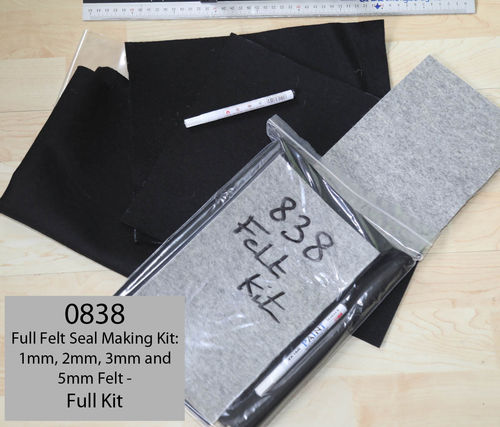 Felt Wool Gasket/Seal Material - Complete Kit of 1mm/2mm/3mm/5mm Felt + White Marker Pen