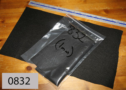 Felt Wool Gasket/Seal Material - 1mm Black Wool - 440mm x 250xmm Sheet