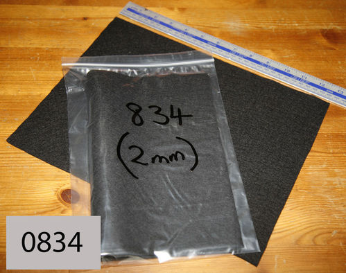 Felt Wool Gasket/Seal Material - 2mm Black Wool - 310mm x 250xmm Sheet