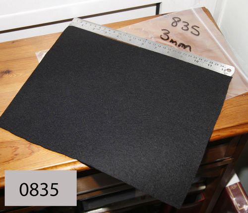 Felt Wool Gasket/Seal Material - 3mm Black Wool - 300mm x 250xmm Sheet