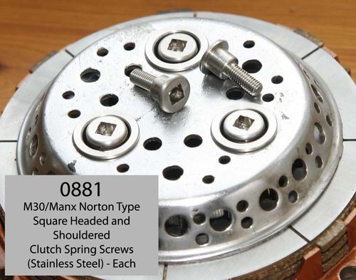 Square Head Manx Norton/M30 Type Clutch Spring Screw - Stainless Steel:  Each