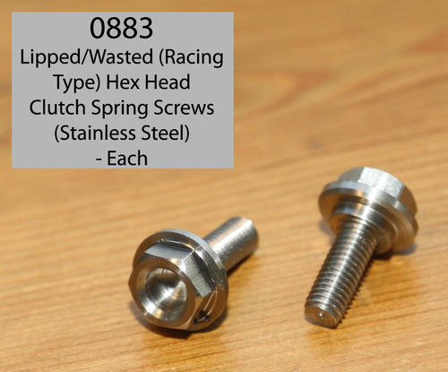 Lipped (Early M30/Manx Spec) Type Hex Wasted Head Clutch Spring Screw - Stainless Steel:  Each