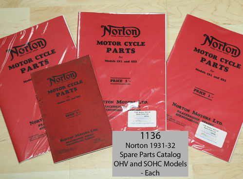 Norton 1931-32 Spare Parts List: Arthur Carroll CS1 (SOHC) and ES2 (OHV Models) - A4 Facsimile