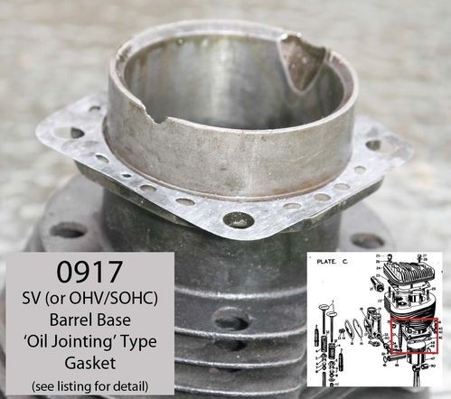Pre-War Type 500cc Base Barrel Gasket : SV, OHV, SOHC - In 'Oil Jointing' Material