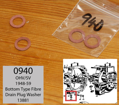 Norton OHV/SV (ES2, 16H etc) Drain Plug Fibre Washer - Pair : 1948 - 1959 Sump Bottom Type