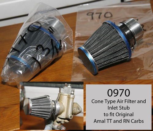10TT/RN BellMouth - Short Length With Cone Air Filter : To fit Amal 10TT/RN Carburettors