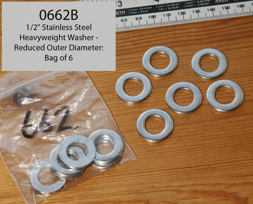 1/2" Stainless Steel Reduced Outer Diameter Washer - Heavyweight Type : Bag of 6