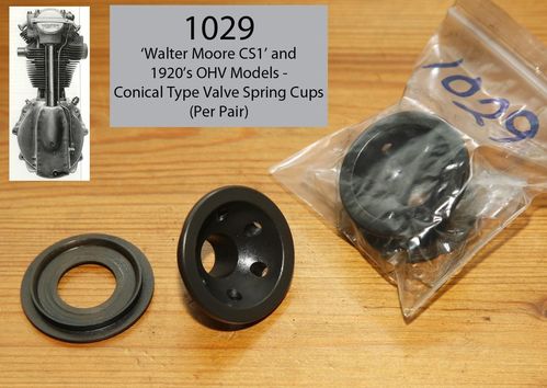 1928-1931 Conical Type OHV/Walter Moore CS1/First Arthur Carroll CS1 - Valve Spring Cups (Pair)