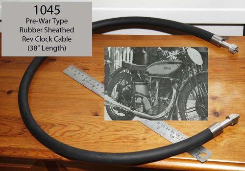 Pre-War Type - Rubber Sheathed Rev Clock Cable - 38" (Stainless Steel Ferrules)