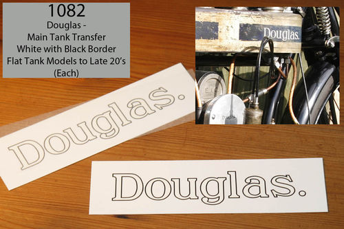 Douglas Main Tank Transfer - White (Early Flat Tank Models - including 2 3/4hp and 4hp) - Each