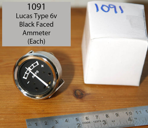 Lucas Type 6v Ammeter (Similar to Norton 36084 1940's-50's) - Black Face (Each)