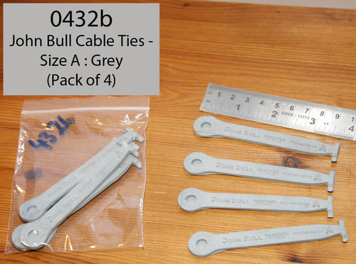 Cable Tie: John Bull Type, Size A (Grey) - Pack of 4