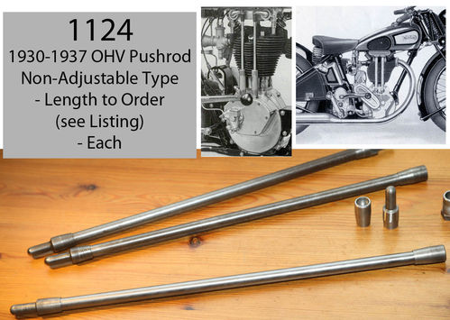 1930 - 1937 OHV Engine Pushrod - Non-Adjustable Tappet Type: (To Order) - Complete Pushrod Assembly
