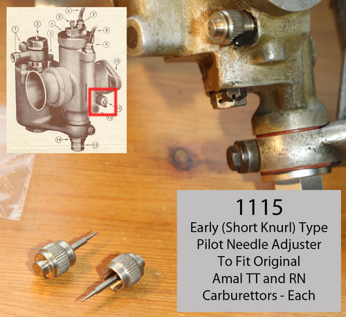 Pilot Needle to fit Original Amal TT and RN Carbs  - Early (Short Knurl) Pre-War to 1951 Type (Each)