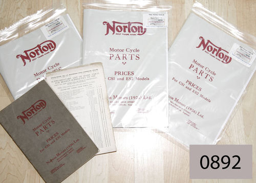 Norton 1928-29 Spare Parts List : Walter Moore CS1 (SOHC) and ES2 (OHV Models) - A4 Facsimile
