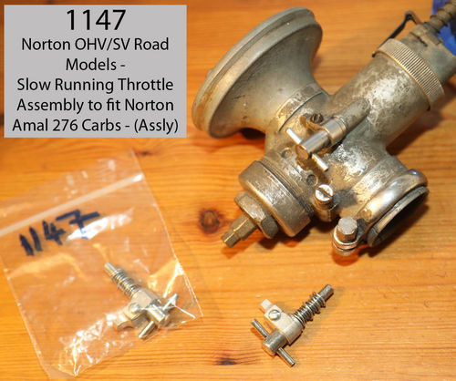 Norton OHV/SV Type - Throttle Stop Assembly to fit Original Amal 276 Carbs (see listing) - Set