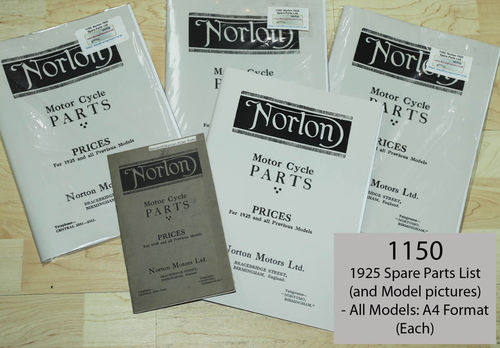Norton 1925 Spare Parts List:(All SV & OHV Models) - A4 Facsimile