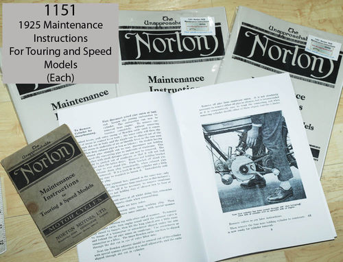 Norton 1925 Maintenance Instructions For Touring and Speed Models (ie All Models) - A4 Facsimile