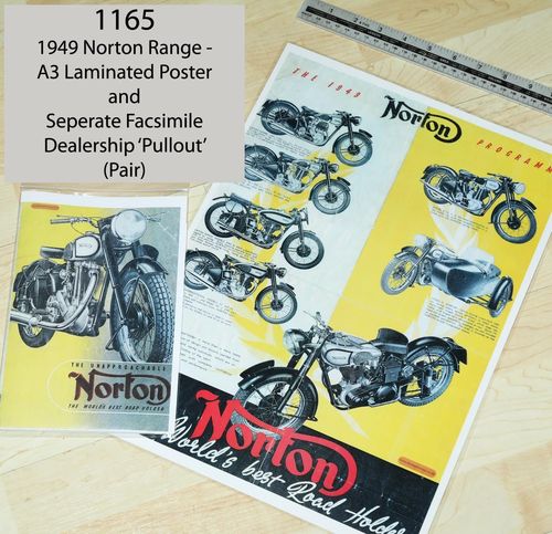 Norton 1949 Product Range - A3 Size Laminate (Workshop) Poster and Pullout - Pair
