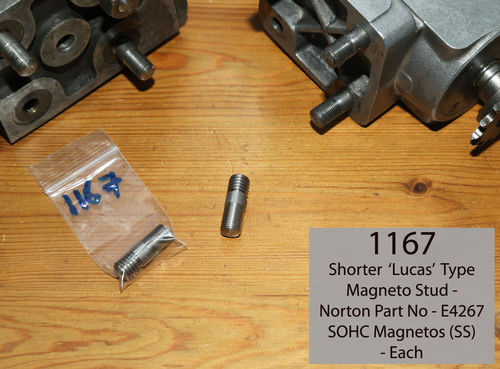 Magneto Mounting Stud For SOHC Engines - Short (normally Lucas) Type.  Stainless Steel: Each