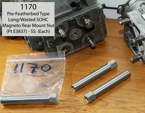 Long (Wasted/Drilled) SOHC Rear Magneto Nut (Pre-Featherbed Type) - Stainless Steel: Each