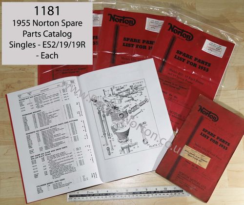 Norton 1955 Spare Parts List - ES2, Model 19 (Spring) & 19R (Rigid) Models:: A4 Facsimile - Each