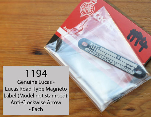 Genuine Lucas - Lucas Road Type Magneto Label (Model not stamped): Anti-Clockwise - Each