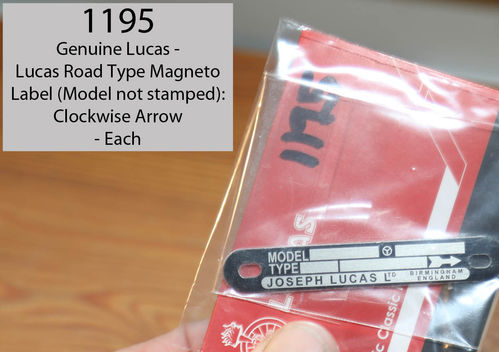 Genuine Lucas - Lucas Road Type Magneto Label (Model not stamped): Clockwise - Each
