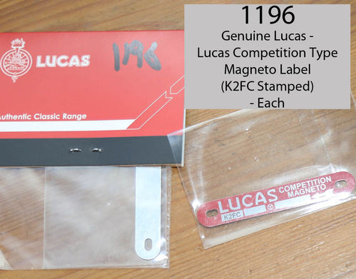 Genuine Lucas - Lucas K2FC Red Competition Type Magneto Label  - Each